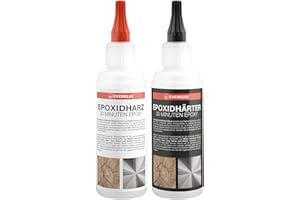 Everglue 2K 30-Minuten-Epoxy Epoxidharz transparent und hitzebeständig zum Kleben und Versiegeln von Metall Kunststoff Keramik Glas Holz CfK Carbon GfK Glasfaser Marmor Beton Styropor