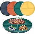 GOTRUST 4PCS Portion Control Plates, Unbreakable Divided Dinner Plates Set, Reusable Plastic Divider Plates, Divided Diet Plates for Picnic Camping Dessert - 9inch
