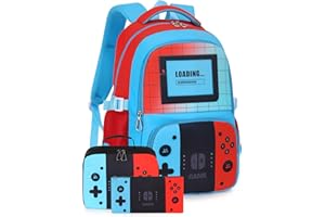 welsauber Rot und Blau Kollidierende Rucksäcke, Game Schulrucksack Schultaschen-Set Für Teenager, 3-in-1, mit Schultaschen, Bleistiftbag und Lunchbag für Studenten, Geschenke coole Schultasche