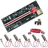 Deuiviok Lot de 6 riser PCI-E 1x vers 16x - Adaptable pour carte graphique Bitcoin GPU - 4 capaciteurs solides - Câble USB 3.