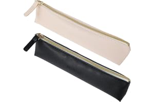 WY LIGHTING LEVEL Przenośna podróżna kosmetyczka, mała skórzana kosmetyczka, smukły piórnik, wodoodporna kosmetyczka z zamkiem błyskawicznym, mini organizer na akcesoria kosmetyczne, dla kobiet, dziewcząt, 2 szt