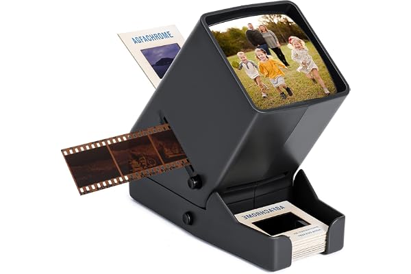 Visionneuse de Diapositives et de Films à grossissement 3X - pour Diapositives 35 mm et Films négatifs/positifs, éclairage LED de Bureau, Fonctionnement sur Piles (câble d'alimentation USB Inclus)
