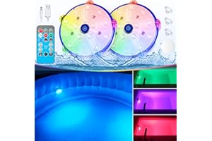 DeeprBlu Luce Piscina Sommergibile con Telecomando, Luce Vasca da Bagno che Cambiano Colore Ricaricabili, Luci Subacquea Piscinas con Magnete | Ventose, Luci Vasca Idromassaggio per Spa, Piscinas