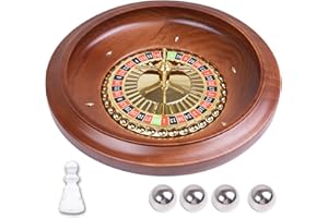 Extguds 16 Zoll Holz Roulette Rad, Handgefertigtes Casino Stil Massivholz Roulette mit 4 Metall Roulette Bälle für Erwachsene, Premium Geschenk für Spieleabend Party