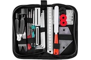 TIIYEE Gitarre Reparatur Kit, Gitarren Zubehör Gitarren Pflegeset Reinigungs Konfiguration Reinigung Wartung Werkzeuge Set Werkzeug Edelstahl Tools Schraubenschlüssel String Action Lineal Ukulele Bass Banjo