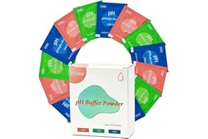 YINMIK Lot de 15 Poudres Solution d'étalonnage du pH, 5 de Chaque pour pH 4,00, pH 7,00 et pH 10,01 Poudre Tampon calibration, Paquets d'étalonnage pour Testeur de pH pour pH-Mètres