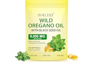 CJXHJY Oregano öl Kapseln | 6.000 mg pro Portion: Oreganoöl + 200 mg Schwarzsamenöl | Hohe Konzentration an Carvacrol & Thymoquinon | 100% Naturrein | 120 Weichkapseln