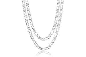 Suplight Chaîne Homme Maille Figaro 1+3 Acier Inoxydable-Largeur 4/6/9mm- Chaine Figaro pour homme femme Taille 46/51/56/61/66/71/76cm