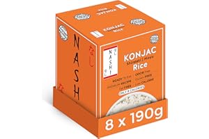 KETO SKINNY Nashi Shirataki Konjac Moyu Reis – fettarm, Glucomannan-Premium-Rezept, Keto-freundlich, geeignet für vegane, geruchsfreie, kalorienarme Lebensmittel | Verzehrfertig (8×190g)