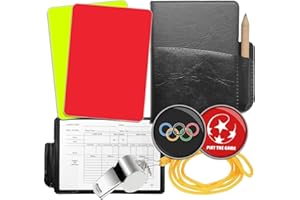 EHIOG Zestaw sędziowskich z metalowym gwizdkiem sędziowskim, czerwono-żółtym, karta sędziowska, zestaw kart sędziowskich, gwizdek, zestaw do gry w piłkę nożną, trener, sędziego, marka wyboru