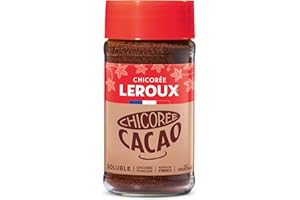 Leroux - Chicorée Soluble Cacao - 100% d'Origine Végétale - Chicorée Cultivée en France - Source de Fibres, Sans Sucres Ajoutés - Pot de 100g