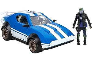 Fortnite Joy Ride Whiplash pojazd (niebieski i biały), pojazd z 4-calową przegubową figurką X-Lord