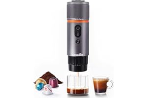 CONQUECO Machine à Cafe Portable - Cafetière à Expresso Chauffage Électrique de Voyage - pour 12V Voiture et le Camping - Compatible avec les Capsules Nespresso et les Capsules Starbucks