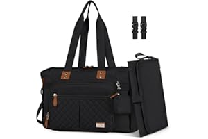 RAINSMORE Baby Wickeltasche Groß mit Schnullertasche und Wickelunterlage Multifunktions Babytasche Reisewindeltasche für Mama und Papa Schwarz