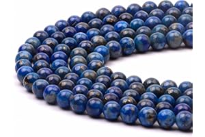 PRETTME 47-50pcs 8mm Lapis Lazuli Beads Natural Round Stone Beads Gemstone Beads Loose Beads Smooth for DIY Bracelet Necklace Jewellery Making, 1 Strand 15.5"