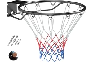 ‎COSTWAY COSTWAY Ø45cm Basketballkorb Indoor, Mini Basketball Korb wetterfest für Wandmontage, Basketballring mit Ring & Netz, Basketball Hoop Outdoor für Kinder & Erwachsene