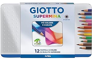 Giotto 236700 - Supermina Scatola Metallo 12 Pastelli Colorati