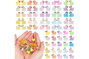 NQEUEPN Pack of 125 Mini Resin Ducks, 5 Styles, Cute Colourful Miniature Ducks with Sunglasses, Crowns Decor, Tiny Little Duck Figures, Accessories for Dollhouses, Landscapes, Games, DIY Crafts