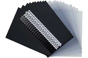 Exacompta - Réf. 42844E - 1 Kit de présentation reliures spiralées pour dossier de 10 à 40 feuilles A4-5 peignes 6 mm noirs - 5 peignes 8 mm blancs - 10 plats PVC - 10 plats couverture noir