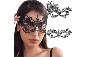 QIANFENG 2 Stück Masken Kostüm,Venezianische Maske Damen,Mask Maskenball Sexy,Spitze Augenmaske,Maskerade aus für Gesicht,Masquerade Schmuckse set,eye Frauen Frauenmaske Geister,Halloween-Spitzenmaske