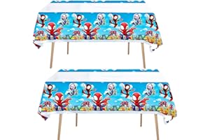 YAAVAAW 2Pack 180*108cm Blue Spider-Man Cartoon Party Table Cloth for Boys,Rectangular Spider-Man Party Disposable Table Cover Plastic Tablecloths for Kids,Superhero Spider Birthday Spider Themed Decoration