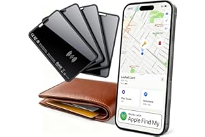 HENDARI Slim Wallet Tracker Carte Lot de 4, Rechargeable Smart Air Traceur Tag Card Compatible avec Apple Localiser (iOS Uniquement), Bluetooth Localisateurs D’Objets pour Portefeuille Clés Bagages Valise