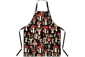 BGBDEIA Mushrooms & Field Plants Apron - Adjustable Cooking Kitchen Apron for Women & Men, Baking, Gardening, BBQ, Coffee House, Restaurant