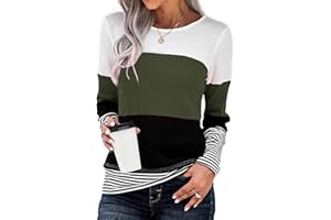 SMENG Pull Hiver Femme Sweat à Capuche Rayé Sweat-Shirt Pull Patchwork Casual Manche Longue Haut