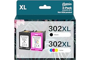 Kogain Rigenerato 302 XL Cartucce d'inchiostro Sostituzione per 302XL Nero e Colore,per DeskJet 2130 3630 3636 3639 per Envy 4520 4525 4527 4528 per Officejet 3830 3833 3835 4650 5220 5232 (2 Pack)