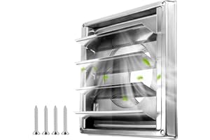 PRZRAO Griglia di Ventilazione in Acciaio Inox, 100mm Griglia di Ventilazione per Esterno Muro con Alette a Gravità e Rete Antinsetti, Alloggiamento Griglia di Ventilazione per Tubi VMC e Copertura