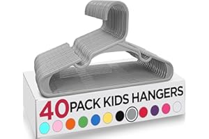 Utopia Home Plastikowe wieszaki na ubrania dla dzieci, 40 sztuk, trwałe i smukłe wieszaki dla niemowląt, oszczędzające miejsce wieszaki dla dzieci na ubrania, uniwersalne, do spodni, spódnicy, baru,