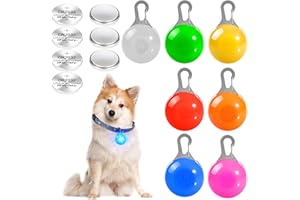 LEIKURVO 7 Stück Hunde Leuchtanhänger LED Blinklicht, Hundehalsbandanhänger für Hund Katzen, Haustier Leuchthalsband mit 3 Blinkmodis Sicherheitslicht Schlüsselanhänger für Schulranzen, Kinder, Jogger