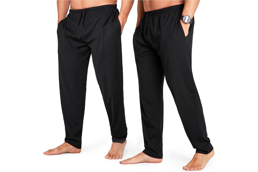 CityComfort Mens Pyjama Bottoms - Jersey Lounge Pants with Pockets, Pack of 2