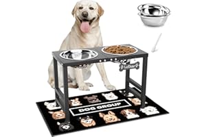 ADENGL Gamelles surélevées pour chien, 40,6 cm de haut, support de gamelle surélevée avec 2 gamelles en acier inoxydable (1,984,5 g) et tapis anti-déversement, mangeoire pour chiens de grande et très