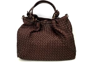 Superflybags Borsa a Mano In Vera Pelle Vintage Intrecciata modello NOGRA Made In Italy