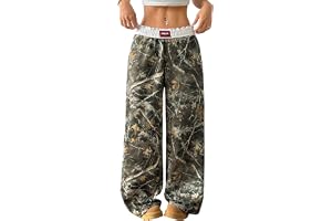 GORGLITTER Kamouflagebyxor dam Y2K säckig breda ben fritidsbyxor med fickor långa joggingbyxor, hip hop, sportbyxor, elastisk