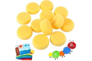 CEZKFH 12 Stücke Malschwamm, Runder Malschwamm, Schwamm Kunstunterricht Kinder, Synthetische Schwämme, Runde Schwamm, Für Farbe, Ton, Keramik, Gesichtsbemalung, Haushalt & Töpfer Werkzeug(Gelb)