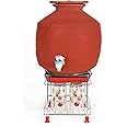 FIT N FORGET Heavy Stainless Steel Matka Stand With Plastic Tray - 3-in-1 Plant and Glass Stand With 4 Heavy Legs for Round Surface (8 Inch)