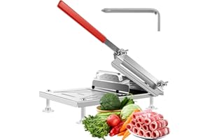 JOKAPY Manual Meat Slicer,Mutton Roll Food Slicers Stainless Steel Slicer Meat Cutter Machine Adjustable Cutter Manual,Sausage Cutting Board Home Commercial Bread Slicers Stainless Steel Ribs Meats Chopper
