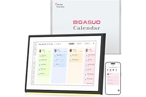 BIGASUO 10.1" Digital Calendar, Full HD Touchscreen Smart Planner,with Task & Reward Meal Plan Great for Family Schedules & Chore Organization, LED Reminder Light,Photo Display