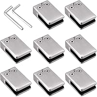 AUTOUTLET 8X Glashalter Set, Quadrat Edelstahl Klemmhalter, 10-12mm Glasklemme, Eckig Verstellbare Glashalterung Flach…
