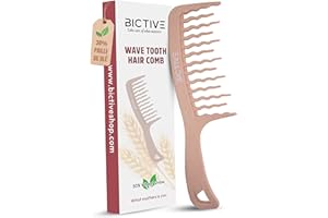 BICTIVE® Peigne Cheveux Bouclés Démêlante. Peigne Dents Larges. Grosse Dent, Curly Hair. Pour les Boucles et Tous Types de Cheveux. Femme et Homme. Wavy Hair. Fabriqué en Paille | Matériau Durable
