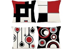 ZWJD Set di 4 Fodere per Cuscini 45x45 Copricuscini Arredo Casa Motivo Geometrico Fodere per Cuscini Decorativi in Cotone e Lino Federe per Cuscini del Divano del Divano 45x45 cm-A015