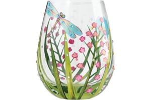 ENESCO Lolita 6000226 Libellules Bleues Verre à Eau Verre Multicolore 9 x 9 x 12 cm