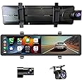 Roadstar 3 Camera Dash Cam Support Apple Carplay Android Auto Wireless Rear View Mirror video Recording WiFi Loop Record DVR App Control 2.5K 2560 * 1440P