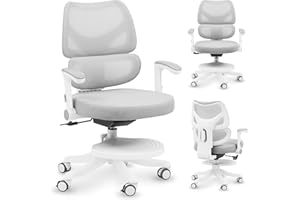 ‎MARK ADLER MARK ADLER Junior 5.3 | Ergonomischer Kinderstuhl | Höhenverstellbarer Schreibtischstuhl mit Verstellbarer Rückenlehne | Drehstuhl mit Armlehnen & Fußstütze | Stuhl für Kinder & Jugendliche | Grau