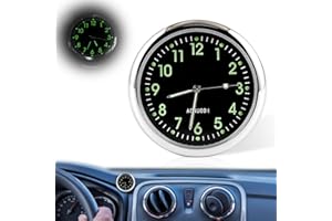 QESSUVNC Reloj de coche, reloj de cuarzo, analógico, mini reloj, salpicadero, universal, pequeño, luminoso, rejilla de ventilación, reloj de decoración para oficina, hogar, barco, bicicleta (negro 1)