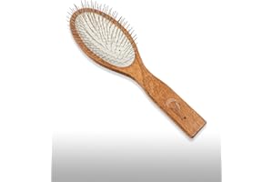 MD-10 COLLECTION Cepillo para Perros y Gatos de Mantequilla de Pelo Largo y Fino - Hecho de madera de Haya con Púas de Acero Flexibles de 25 mm - Accesorios para Perros y Gatos - Para Quitar Nudos - MD10 COLLECTION