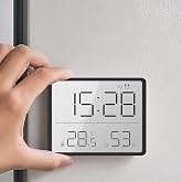 HyMark Magnet LCD Digital Display Mini Clock Alarm Clock Humidity Indicator Temperature Meter with 9x7 cm Battery