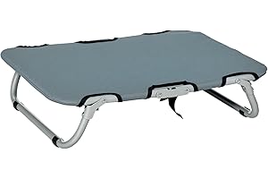 PawHut Brandina per Cani Taglia Piccola Pieghevole per Interno ed Esterno, Lettino per Cani Rialzato, in Acciaio e Tessuto Oxford, 59x46x15 cm, Grigio Scuro